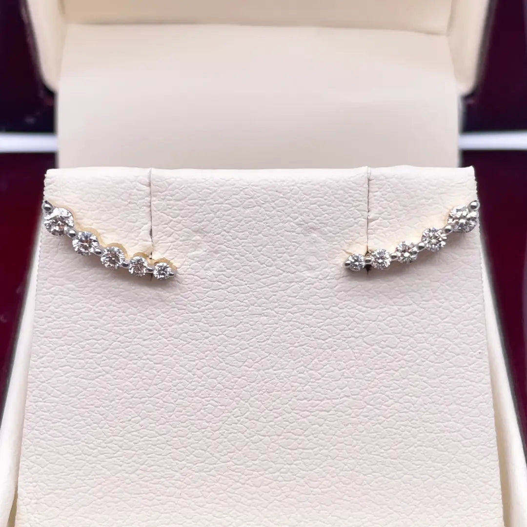 18ct Yellow Gold Natural Diamond Graduating Crawler Climber Earrings 0.25ct  Diamond earring