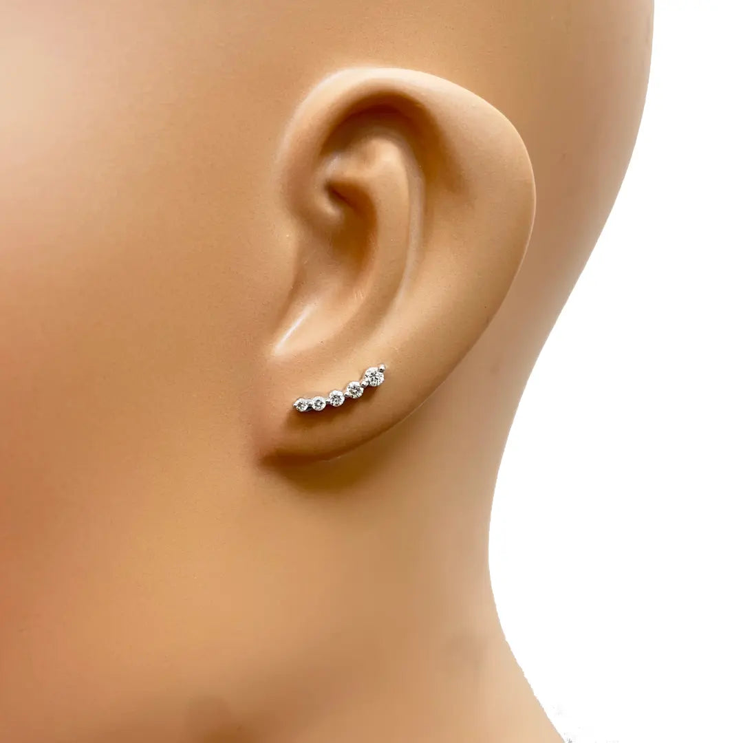 18ct Yellow Gold Natural Diamond Graduating Crawler Climber Earrings 0.25ct  Diamond earring