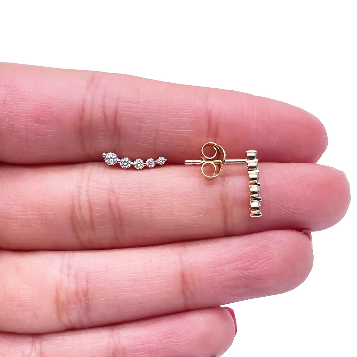 18ct Yellow Gold Natural Diamond Graduating Crawler Climber Earrings 0.25ct  Diamond earring