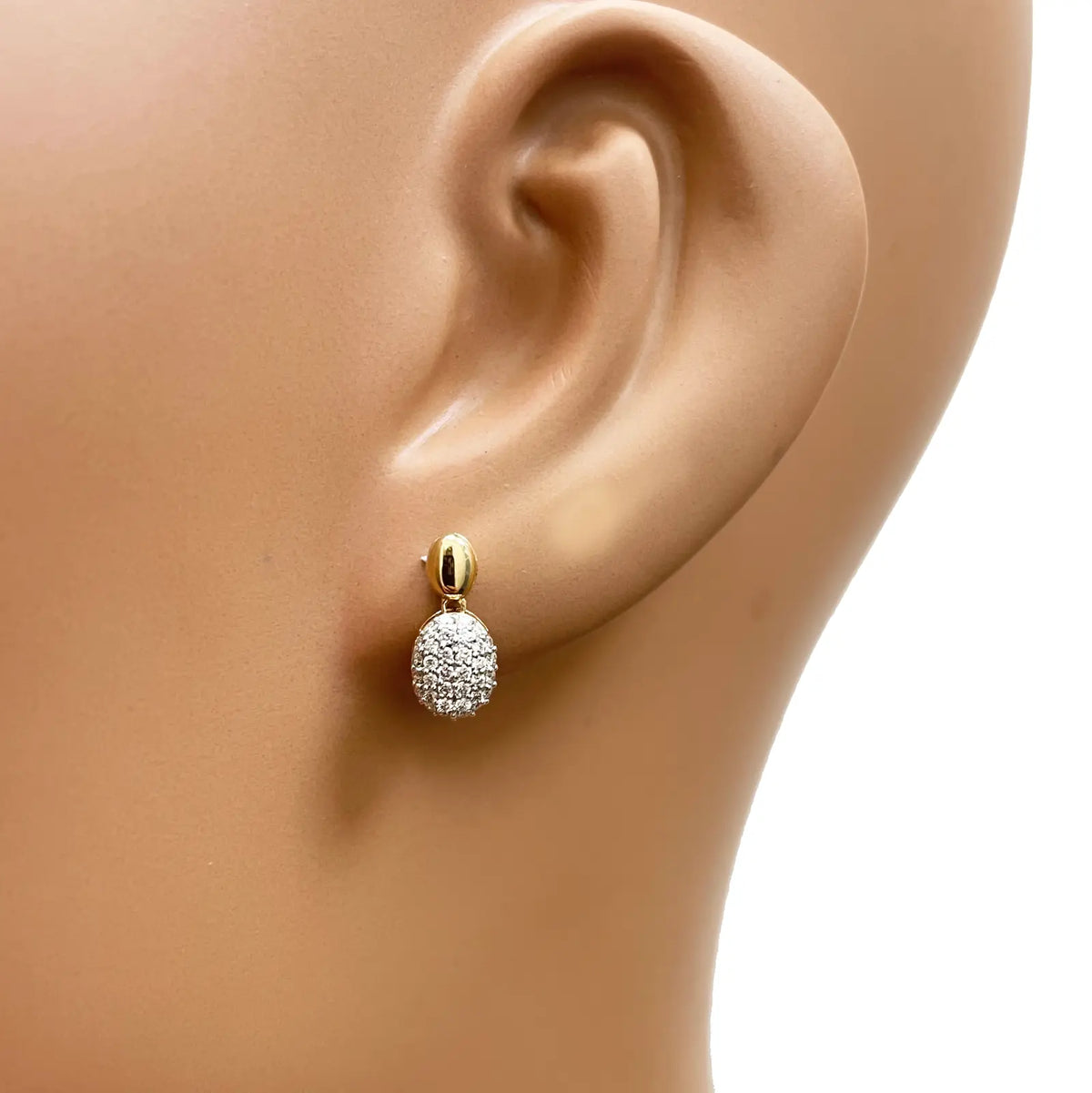 18ct Yellow Gold Natural Diamond Oval Drop/Dangle Stud Earrings 0.30ct  Diamond earring