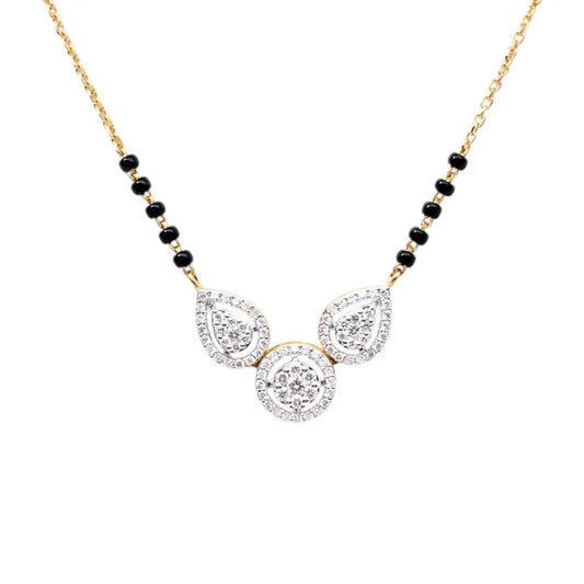 18ct Yellow Gold Natural Diamond Pear Round Halo Mangalsutra Necklace 0.58ct IGI Certified  Mangalsutra chain
