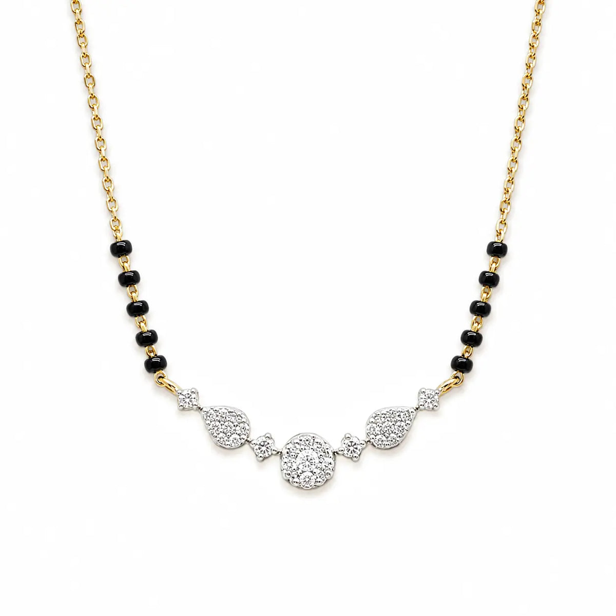 18ct Yellow Gold Natural Diamond Round & Pear Mangalsutra Necklace 0.45ct IGI Certified  Mangalsutra chain