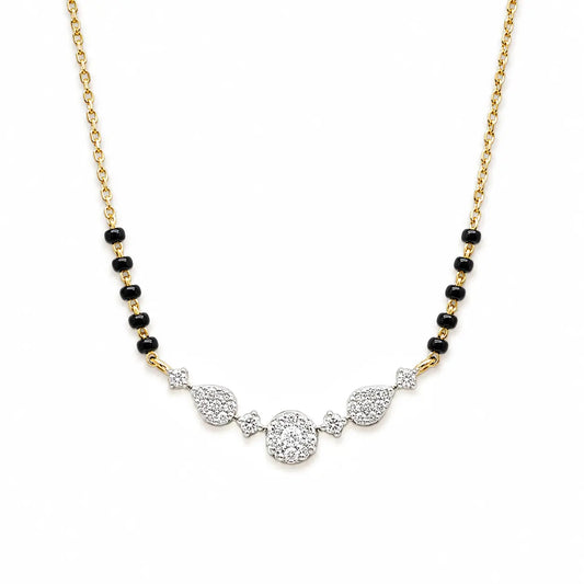 18ct Yellow Gold Natural Diamond Round & Pear Mangalsutra Necklace 0.45ct IGI Certified  Mangalsutra chain