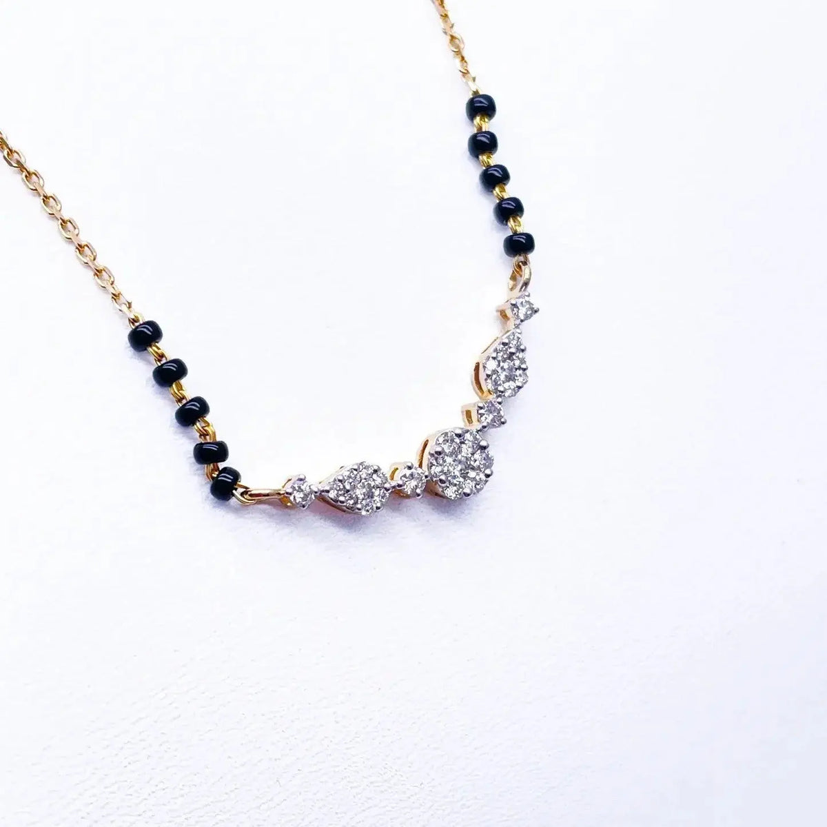 18ct Yellow Gold Natural Diamond Round & Pear Mangalsutra Necklace 0.45ct IGI Certified  Mangalsutra chain
