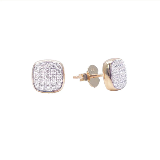 18ct Yellow Gold Natural Diamond Square Stud Earrings 0.31ct 