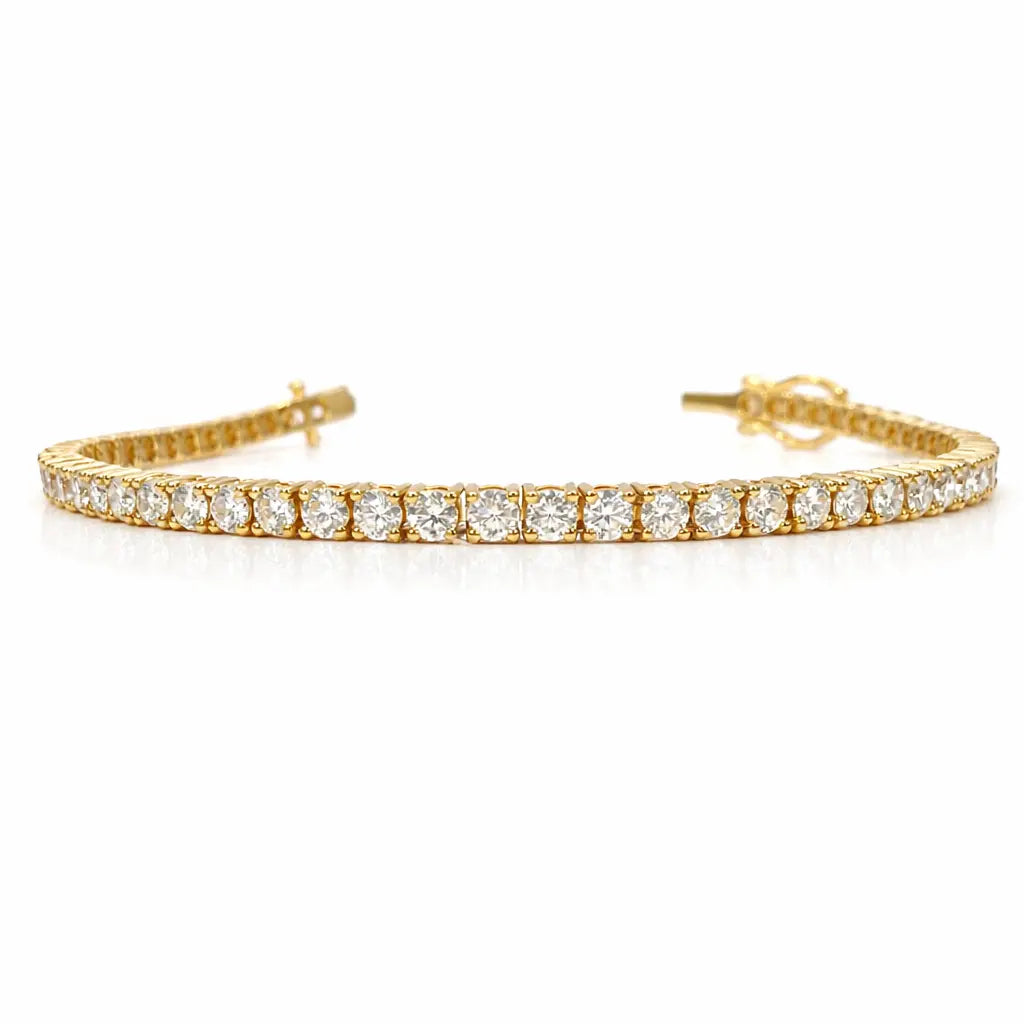 18ct Yellow Gold Natural Diamond Tennis Bracelet 4-claw 4.50ct 7 Inches 3mm¬† Diamond Bracelets