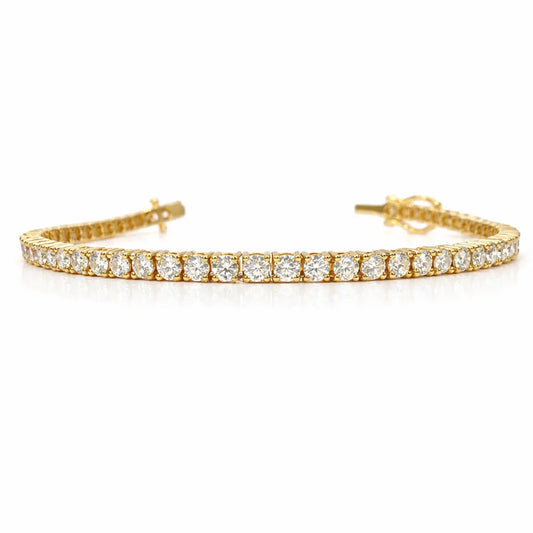 18ct Yellow Gold Natural Diamond Tennis Bracelet 4-claw 4.50ct 7 Inches 3mm¬† Diamond Bracelets