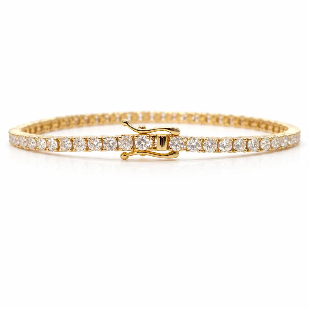 18ct Yellow Gold Natural Diamond Tennis Bracelet 4-claw 4.50ct 7 Inches 3mm¬† Diamond Bracelets