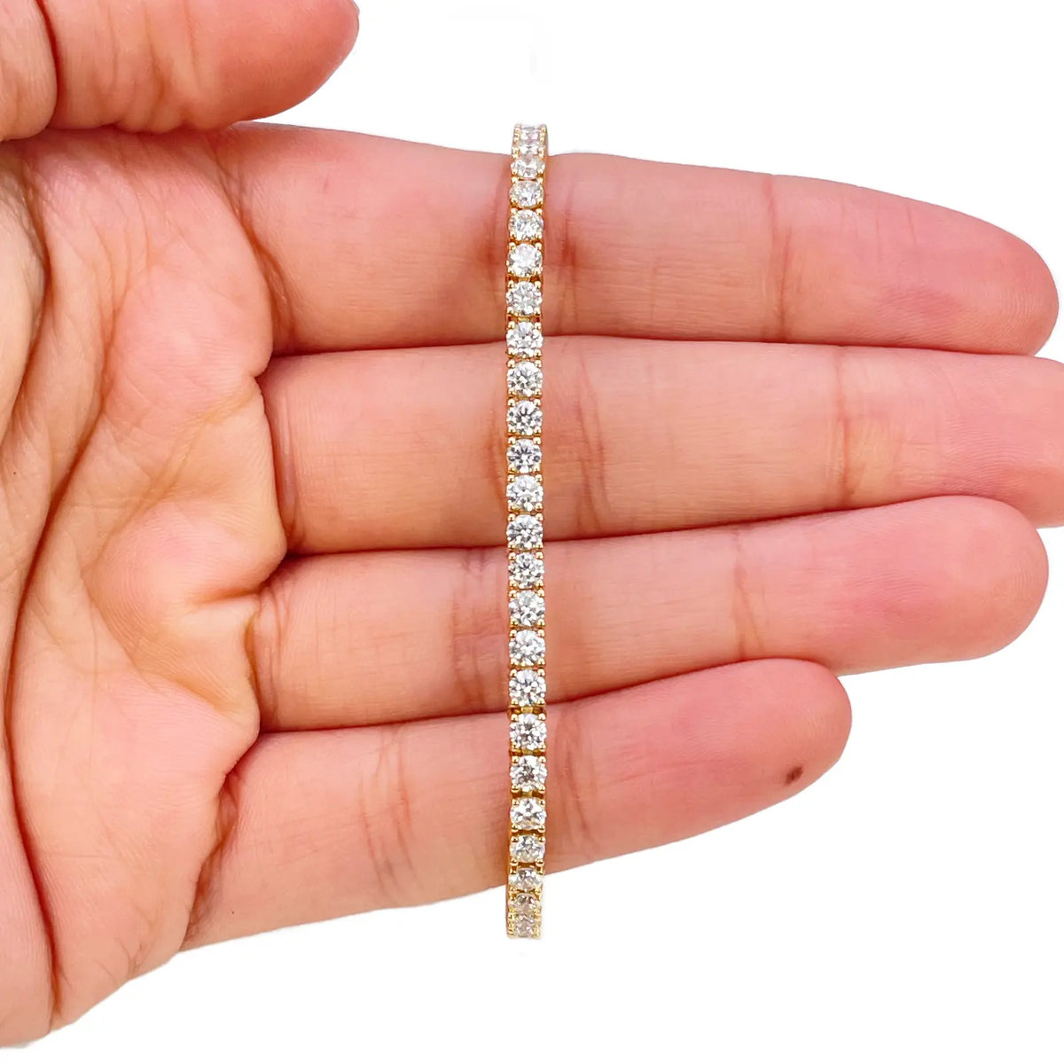 18ct Yellow Gold Natural Diamond Tennis Bracelet 4-claw 4.50ct 7 Inches 3mm¬† Diamond Bracelets