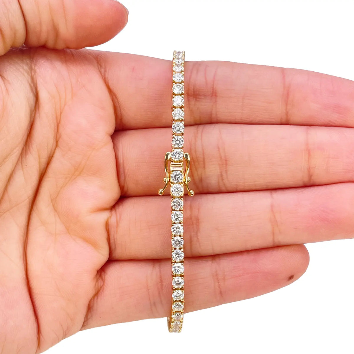 18ct Yellow Gold Natural Diamond Tennis Bracelet 4-claw 4.50ct 7 Inches 3mm¬† Diamond Bracelets