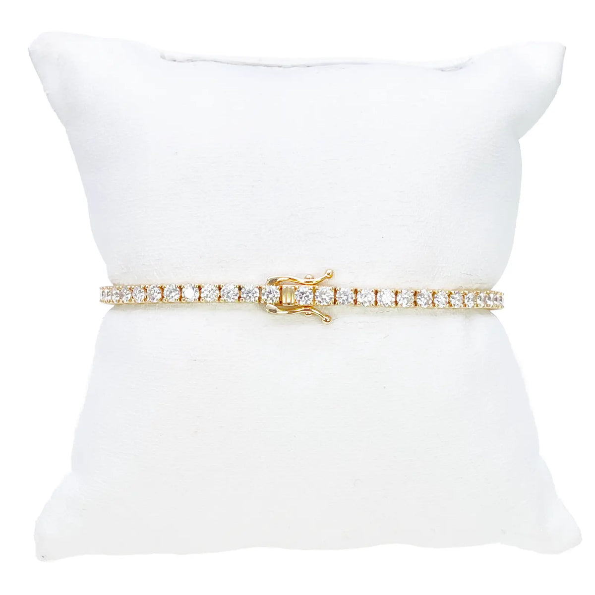 18ct Yellow Gold Natural Diamond Tennis Bracelet 4-claw 4.50ct 7 Inches 3mm¬† Diamond Bracelets
