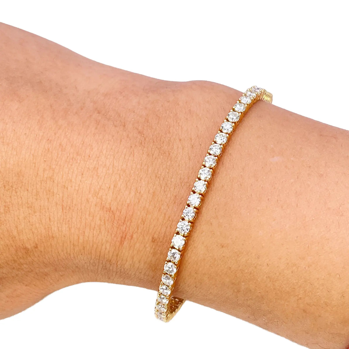 18ct Yellow Gold Natural Diamond Tennis Bracelet 4-claw 4.50ct 7 Inches 3mm¬† Diamond Bracelets