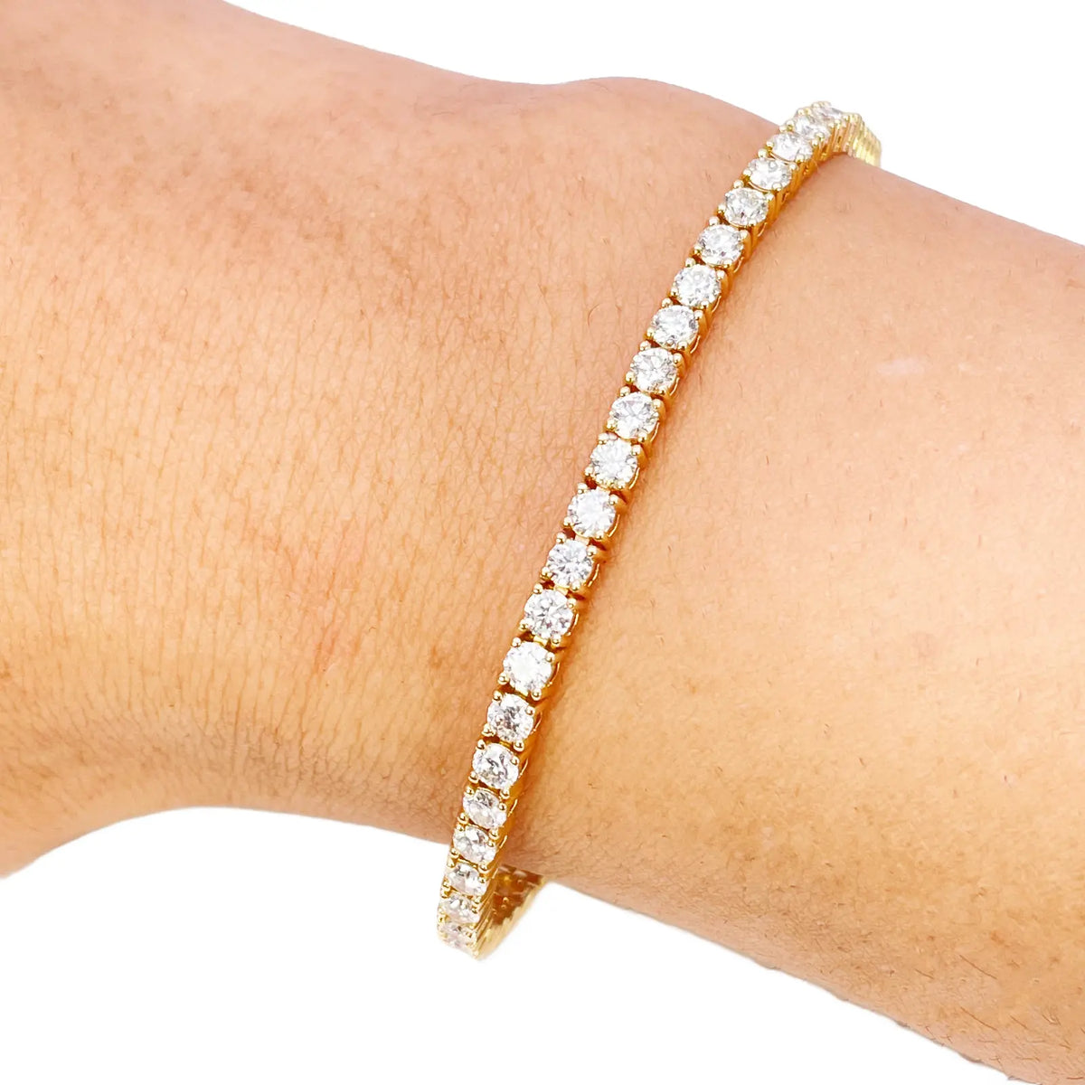 18ct Yellow Gold Natural Diamond Tennis Bracelet 4-claw 4.50ct 7 Inches 3mm¬† Diamond Bracelets