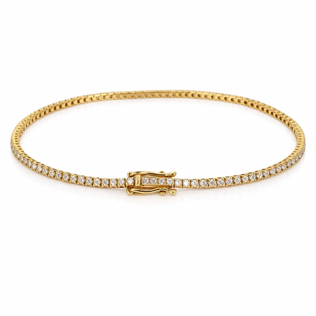 18ct Yellow Gold Natural Diamond Tennis Bracelet Prong 1.00ct 7 Inches¬† Diamond Bracelets