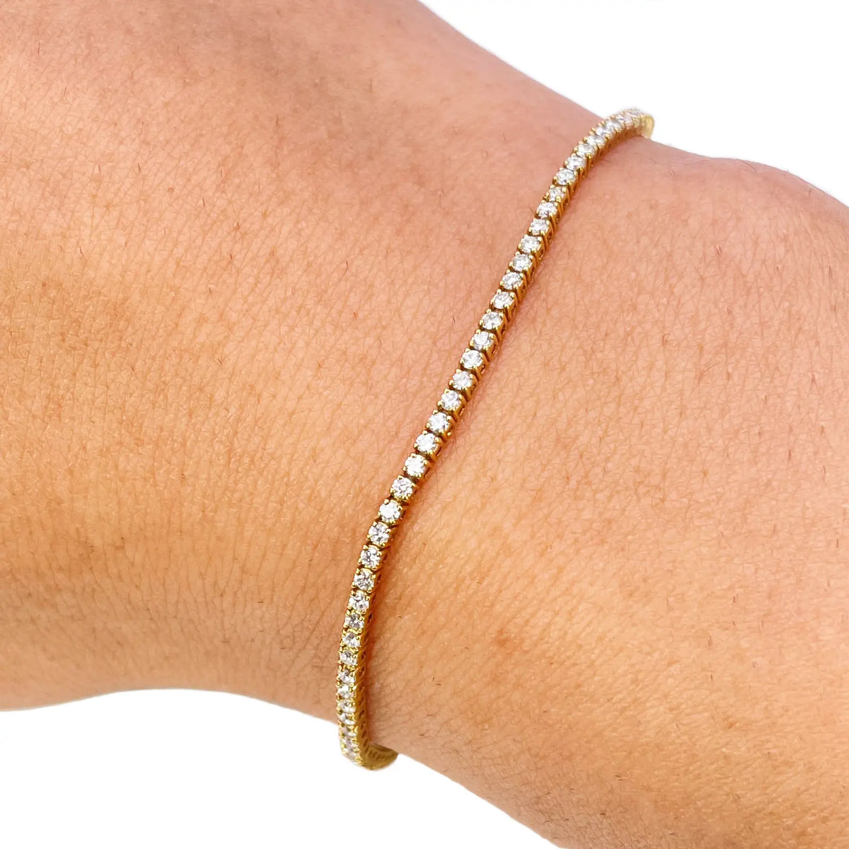 18ct Yellow Gold Natural Diamond Tennis Bracelet Prong 1.00ct 7 Inches¬† Diamond Bracelets