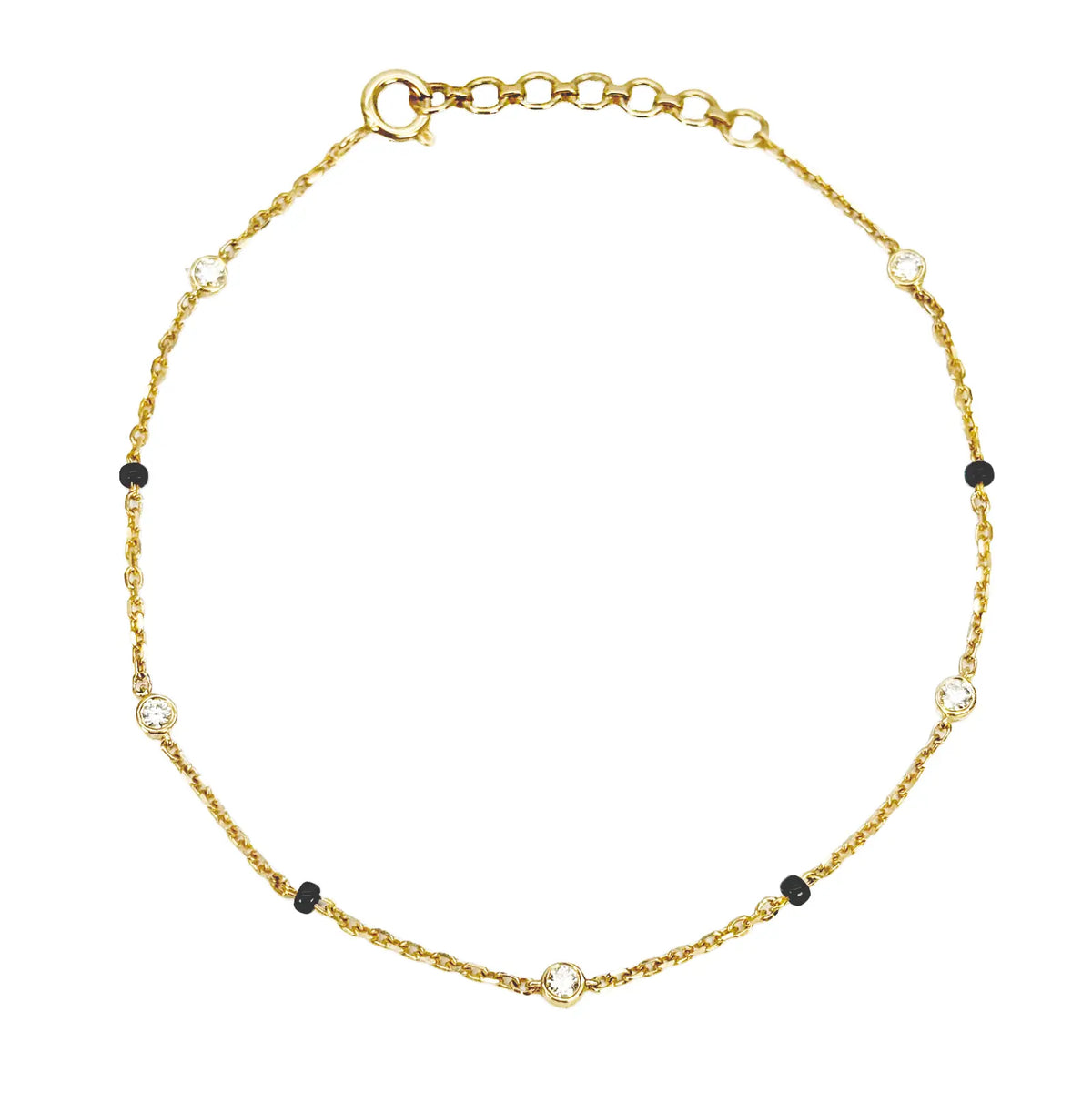 18ct Yellow Gold Natural Round Bezel Diamond By Yard Mangalsutra Bracelet 0.20ct  Diamond Bracelets