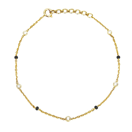 18ct Yellow Gold Natural Round Bezel Diamond By Yard Mangalsutra Bracelet 0.20ct  Diamond Bracelets