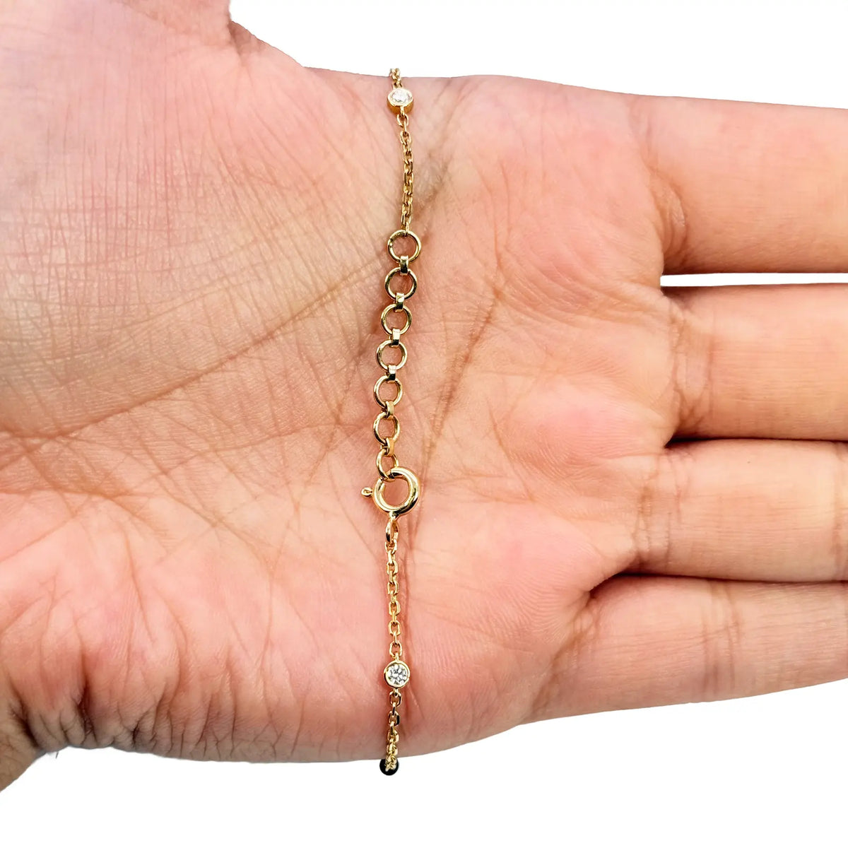 18ct Yellow Gold Natural Round Bezel Diamond By Yard Mangalsutra Bracelet 0.20ct  Diamond Bracelets
