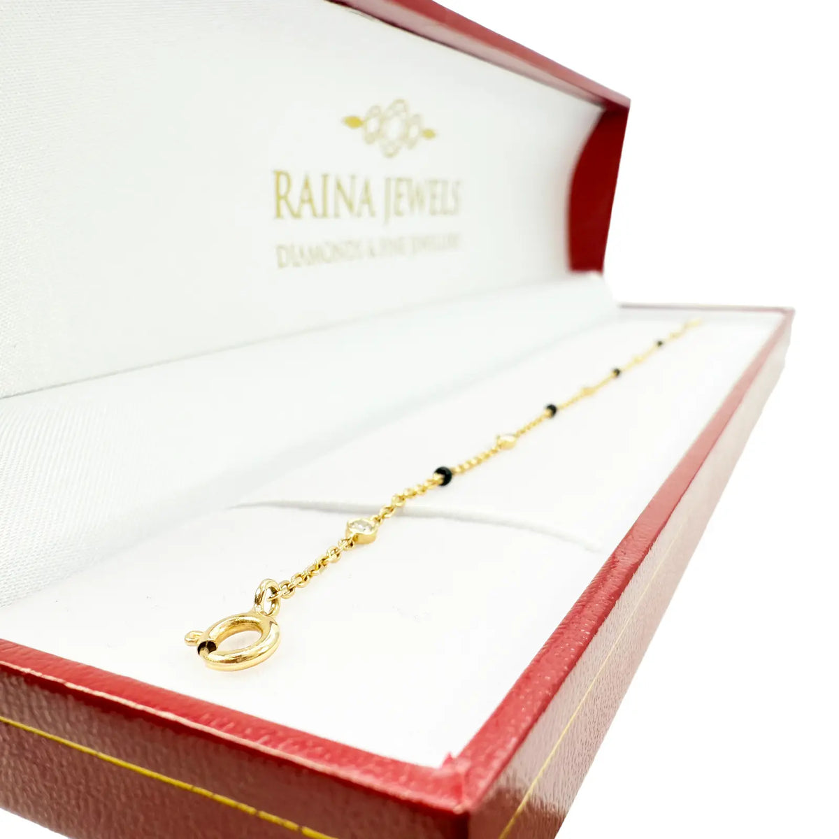 18ct Yellow Gold Natural Round Bezel Diamond By Yard Mangalsutra Bracelet 0.20ct  Diamond Bracelets