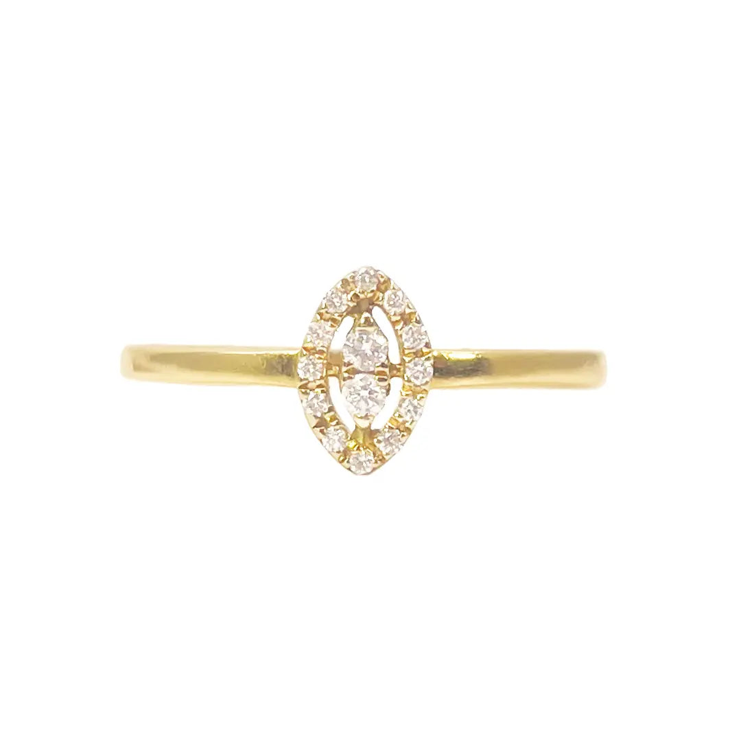 18ct Yellow Gold Natural Round Diamond Fancy Oval Ring 0.10ct  Diamond Ring