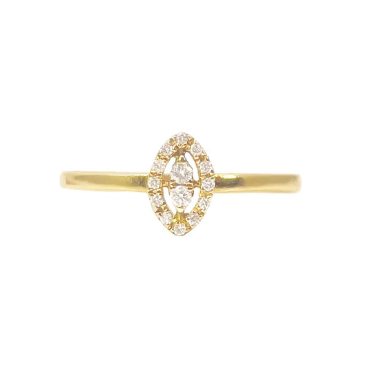 18ct Yellow Gold Natural Round Diamond Fancy Oval Ring 0.10ct  Diamond Ring