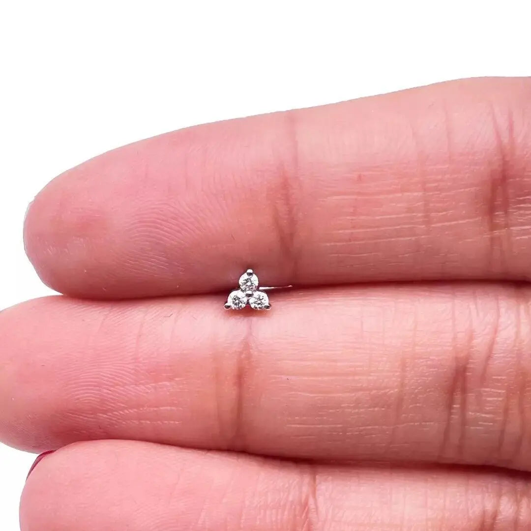 18ct Yellow Gold Natural Round Diamond Three Stone Nose Stud 0.05ct  Diamond Nose Stud