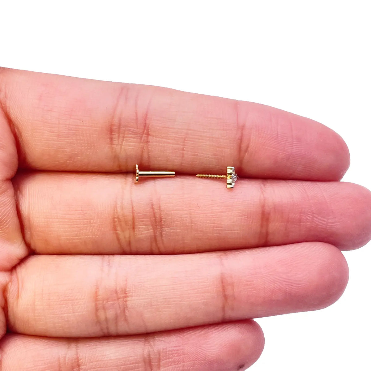 18ct Yellow Gold Natural Round Diamond Three Stone Nose Stud 0.05ct  Diamond Nose Stud