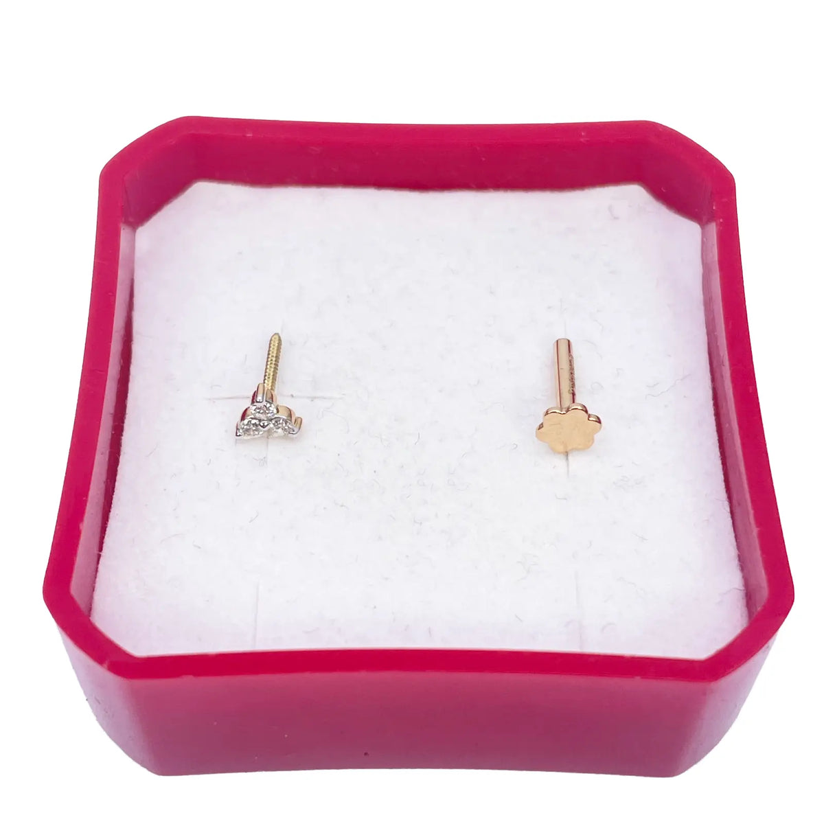 18ct Yellow Gold Natural Round Diamond Three Stone Nose Stud 0.05ct  Diamond Nose Stud