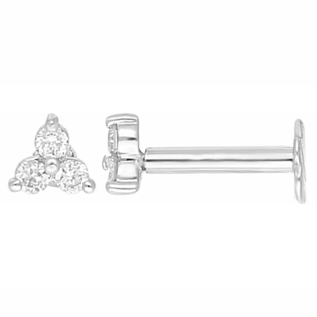 18ct Yellow Gold Natural Round Diamond Three Stone Nose Stud 0.05ct  Diamond Nose Stud