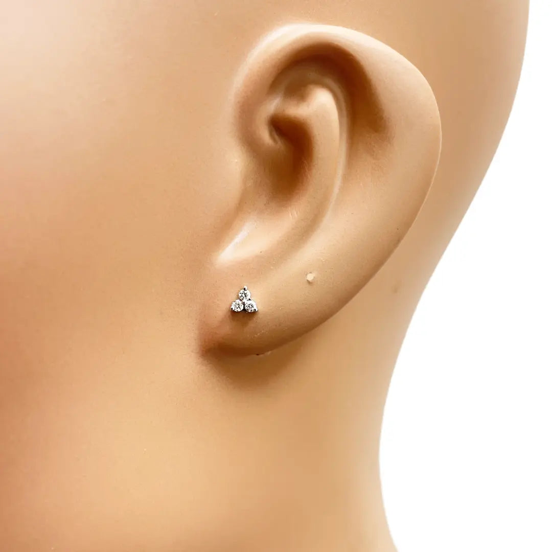 18ct Yellow Gold Natural Round Diamond Three Stone Nose Stud 0.05ct  Diamond Nose Stud