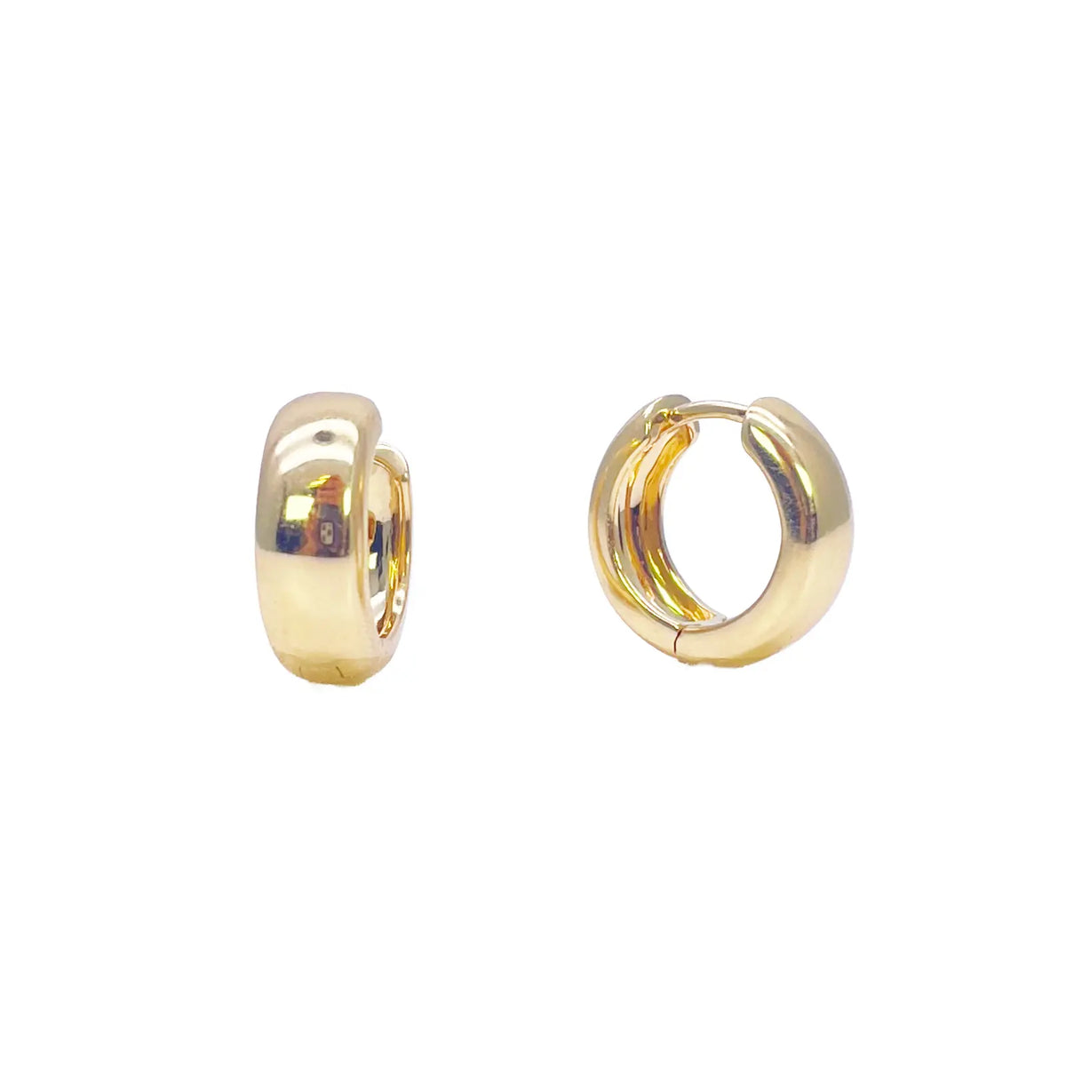 18ct Yellow Gold Pair Of Hoop Huggie Earrings 5.5mm Width & 10mm Diameter 