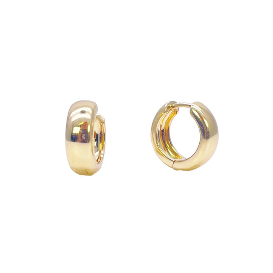 18ct Yellow Gold Pair Of Hoop Huggie Earrings 5.5mm Width & 10mm Diameter 