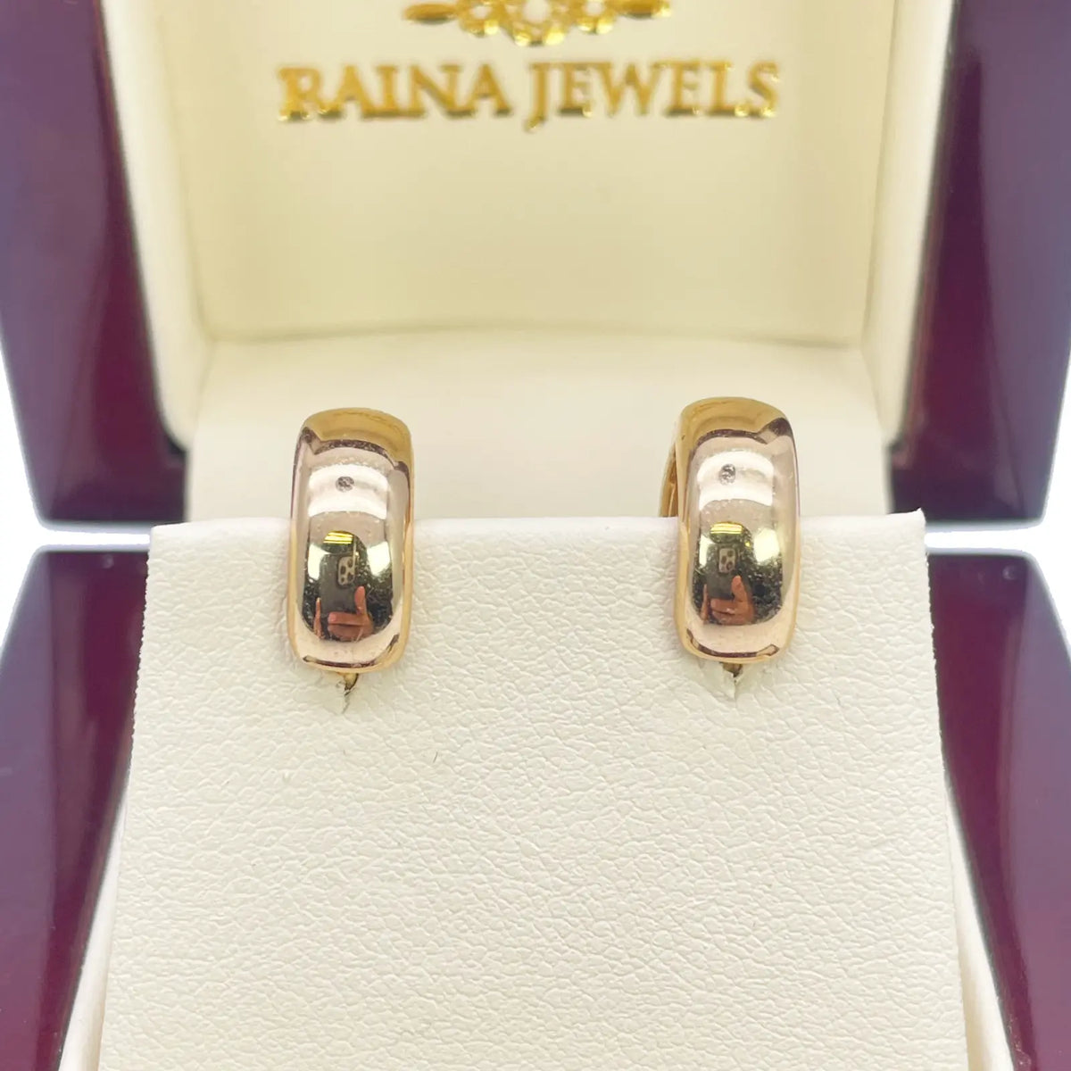 18ct Yellow Gold Pair Of Hoop Huggie Earrings 5.5mm Width & 10mm Diameter 