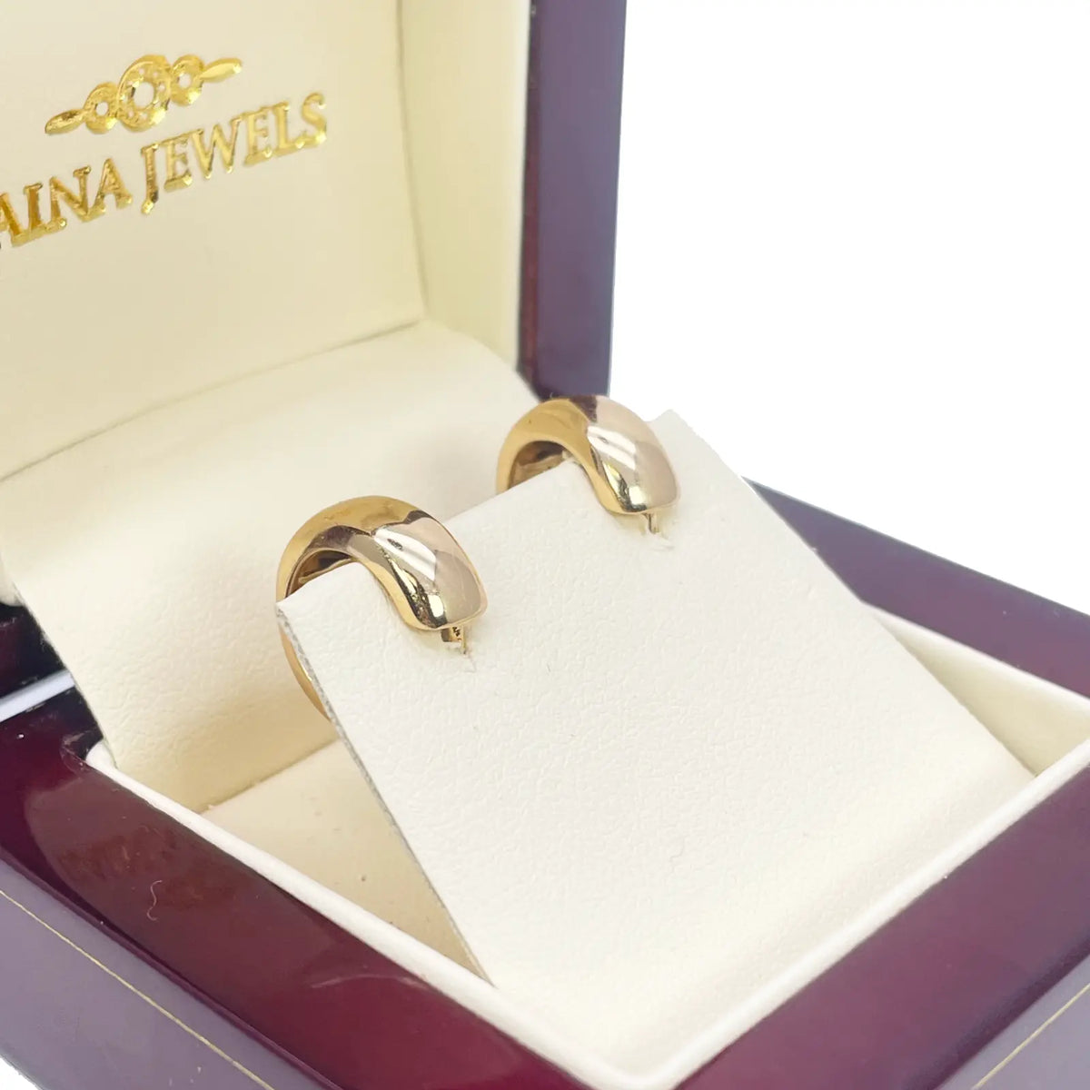 18ct Yellow Gold Pair Of Hoop Huggie Earrings 5.5mm Width & 10mm Diameter 