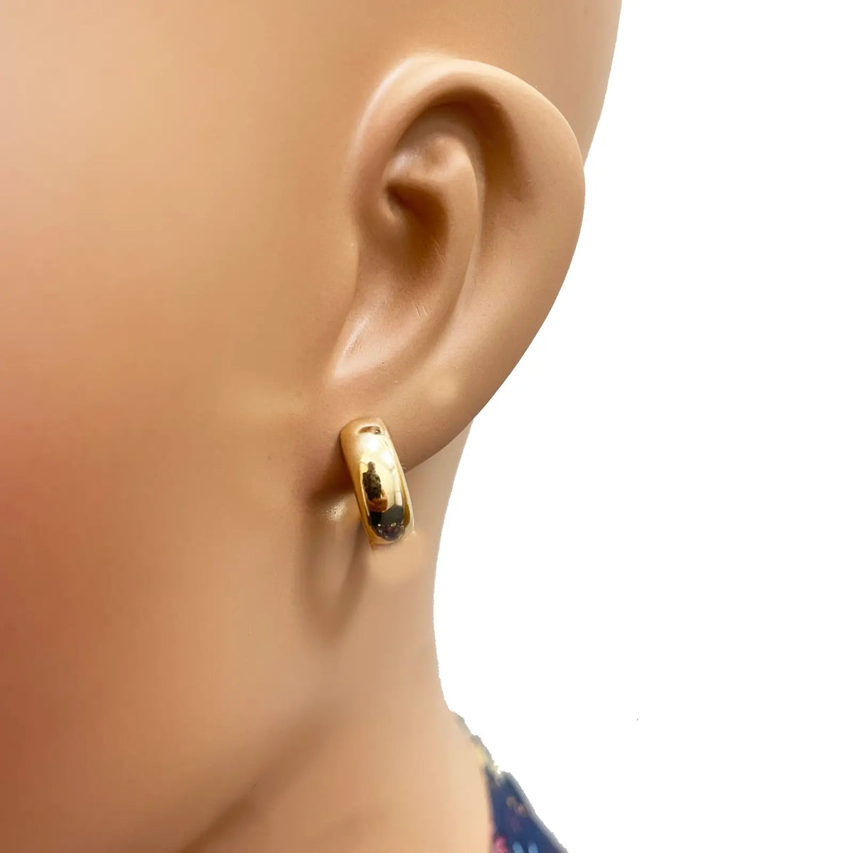 18ct Yellow Gold Pair Of Hoop Huggie Earrings 5.5mm Width & 10mm Diameter 