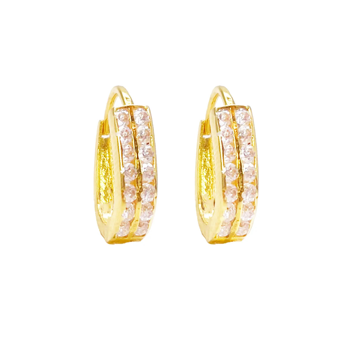 18ct Yellow Gold Pair Of Two Row Oval Hoop Huggie Earrings 5.3mm Diameter  Gold earring