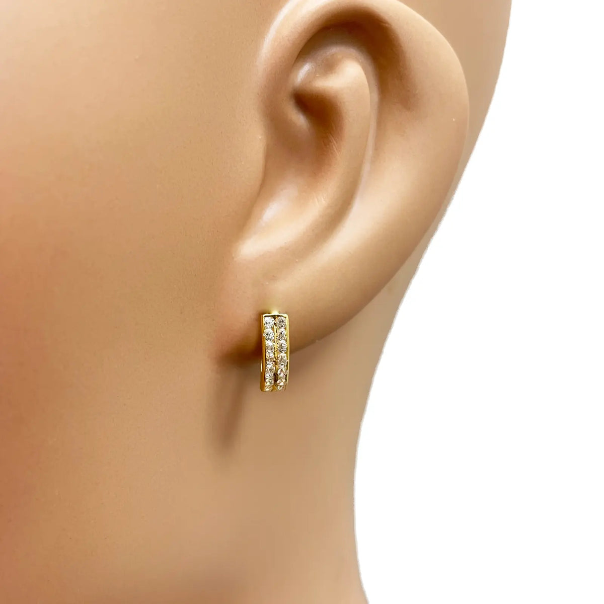18ct Yellow Gold Pair Of Two Row Oval Hoop Huggie Earrings 5.3mm Diameter  Gold earring