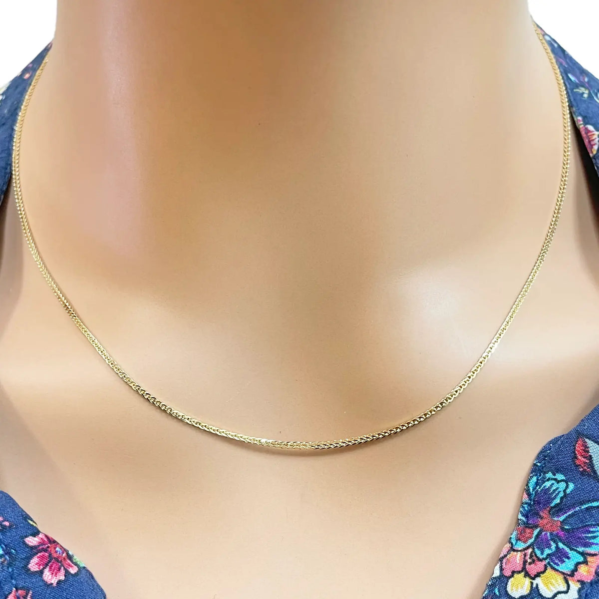 18ct Yellow Gold Spiga/Wheat Chain Necklace 18'' inch 0.8mm Width 