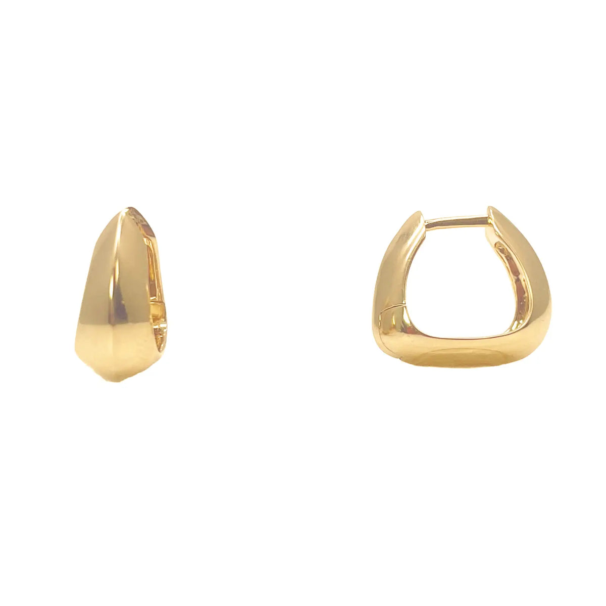 18ct Yellow Gold  Square Hoop Huggie High Polished Minimalist Chic Earrings  Gold earring