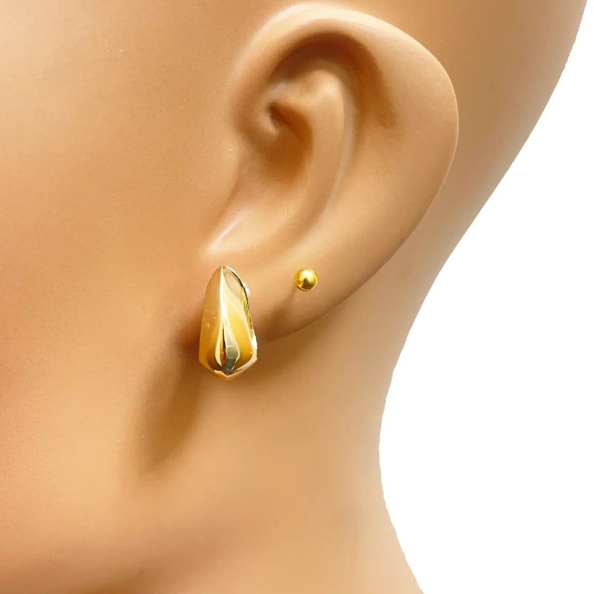 18ct Yellow Gold  Square Hoop Huggie High Polished Minimalist Chic Earrings  Gold earring