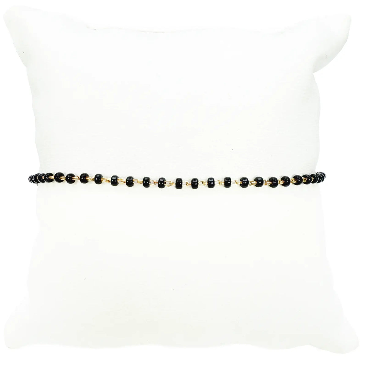 18ct Yellow Gold Traditional Black Beaded Mangalsutra Bracelet 7 Inches 