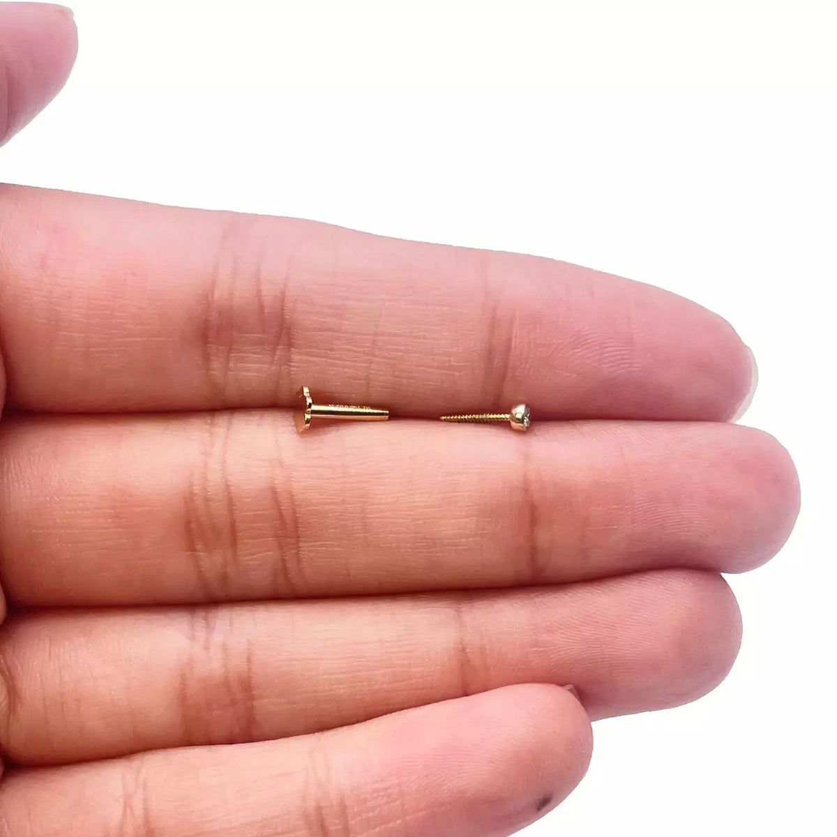 18ct Yellow & White Gold Diamond Bezel Nose Stud Pin 0.02ct  Body Piercing