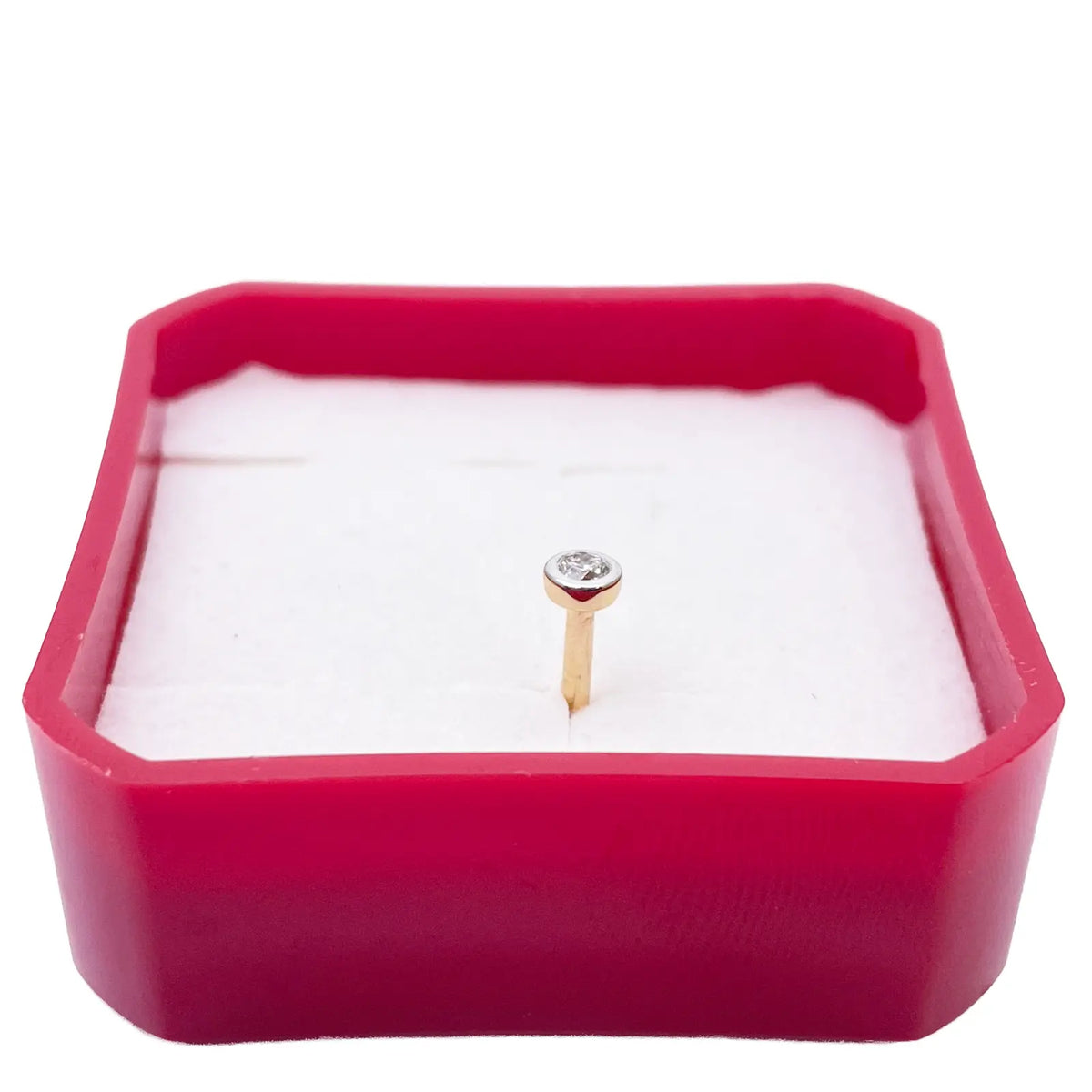 18ct Yellow & White Gold Diamond Bezel Nose Stud Pin 0.05ct  Body Piercing