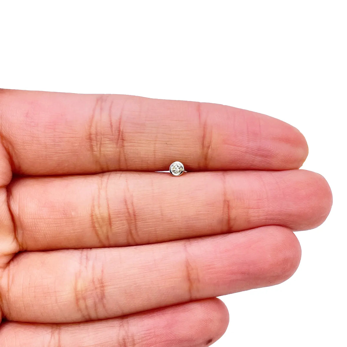 18ct Yellow & White Gold Diamond Bezel Nose Stud Pin 0.05ct  Body Piercing