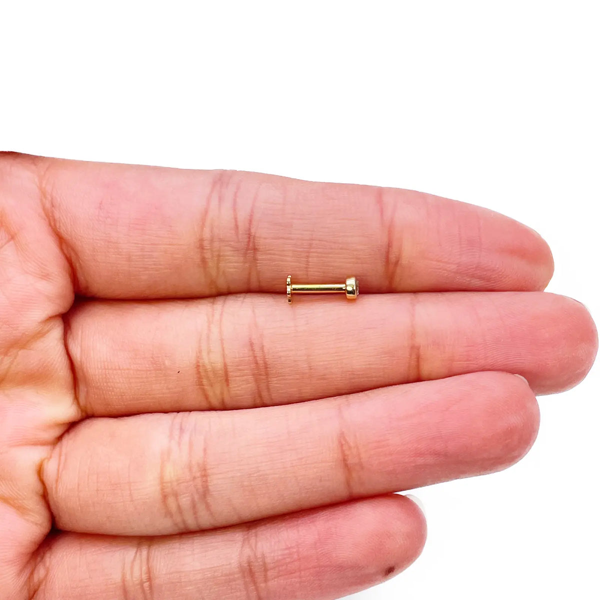 18ct Yellow & White Gold Diamond Bezel Nose Stud Pin 0.05ct  Body Piercing