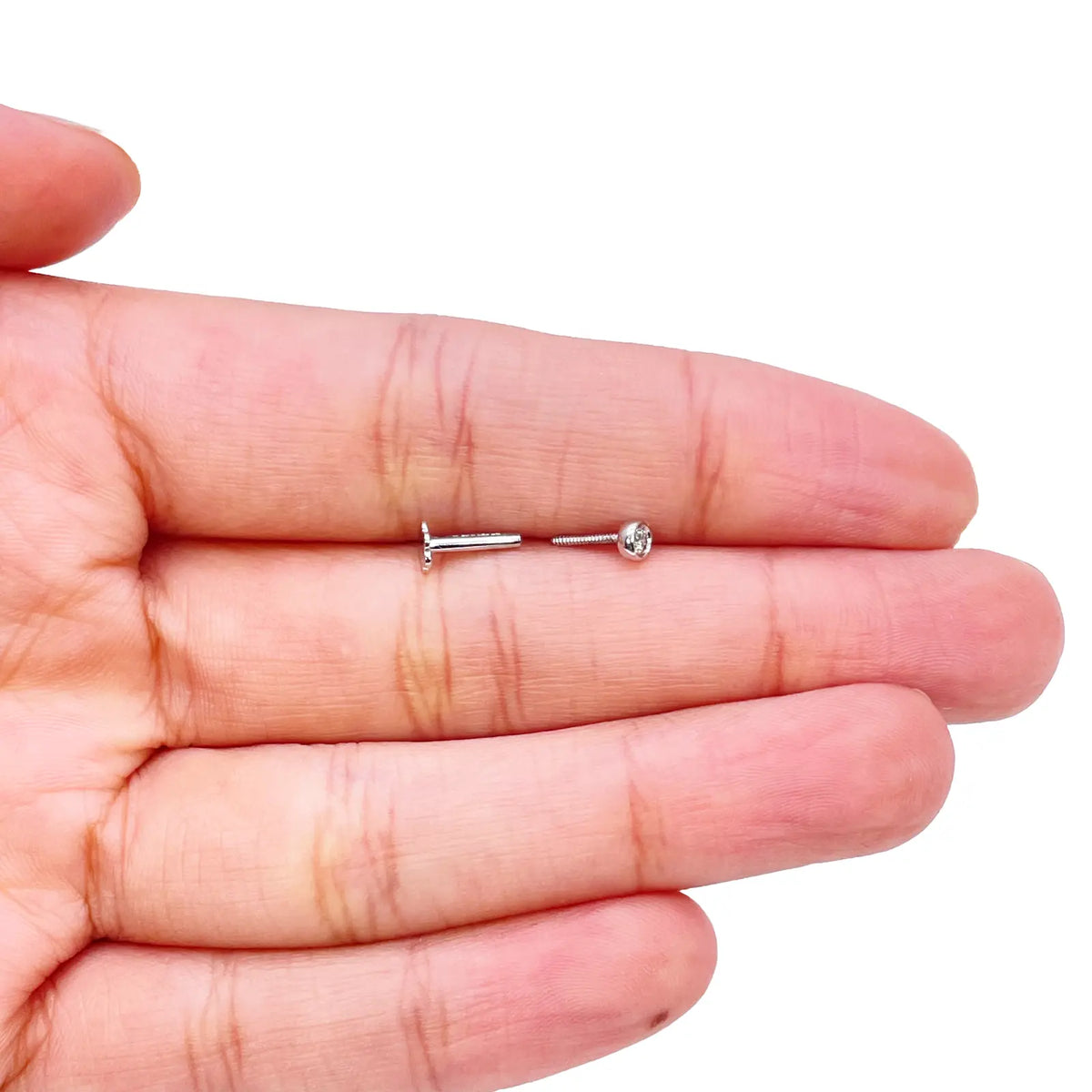 18ct Yellow & White Gold Diamond Bezel Nose Stud Pin 0.05ct  Body Piercing