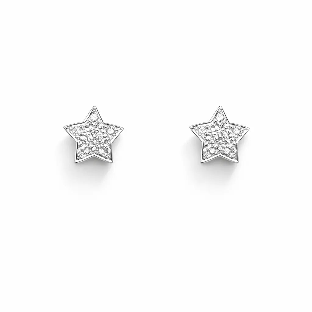 18ct Yellow gold with Round Diamonds Star Stud Earrings claw set 0.10cts  Gold earring