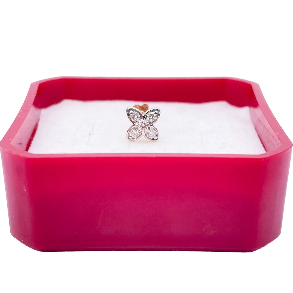 18ct Yellow, White or Rose Gold Natural Round Diamond Five Stone Flower Nose Stud 0.07ct 