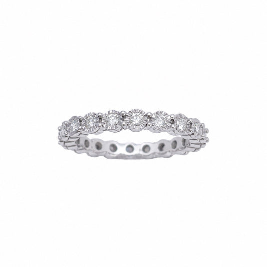 14ct White Gold Natural Diamond Illusion Full Eternity Ring 0.42ct