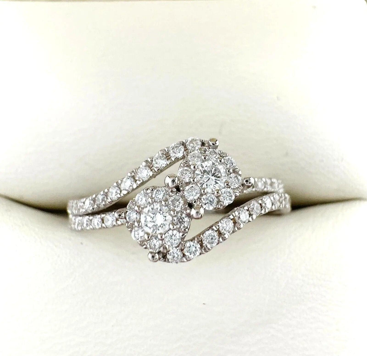 18Carat White Gold Double Row Diamond Cluster Ring 0.40 carats GH SI Hallmark¬† Diamond Ring